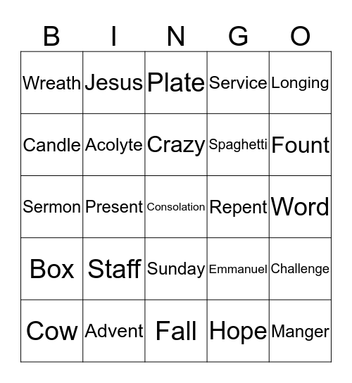 Advent Bingo 2017 Bingo Card