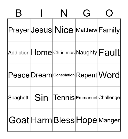 Advent Bingo 2017 Bingo Card