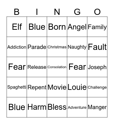 Advent Bingo 2017 Bingo Card