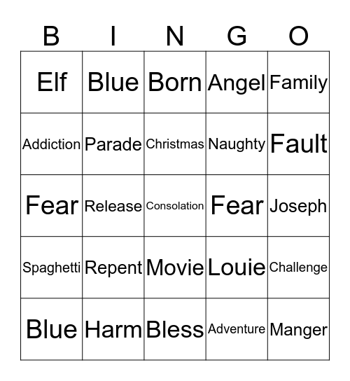 Advent Bingo 2017 Bingo Card