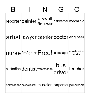 Job Titles and Job Responsibilities Bingo Card