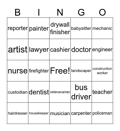 Job Titles and Job Responsibilities Bingo Card