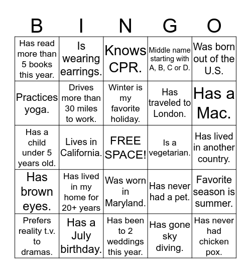 GTM People BINGO Card