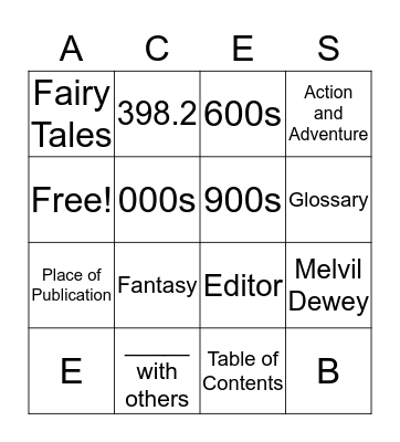 ACES LIBRARY BINGO Card