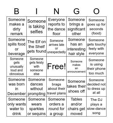 HOLIDAY PARTY BINGO!!! Bingo Card