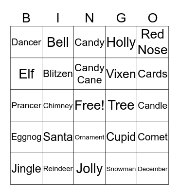 Holiday Bingo Card