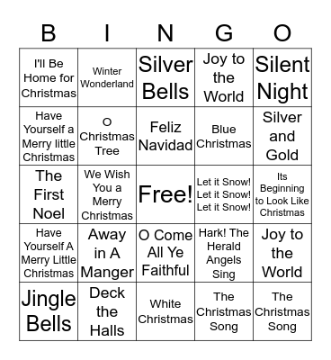 Christmas Song Bingo Card