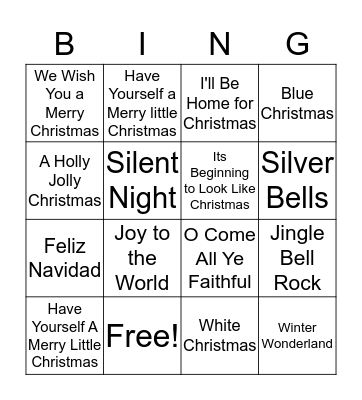 Christmas Song Bingo Card