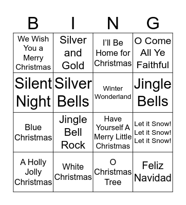 Christmas Song Bingo Card