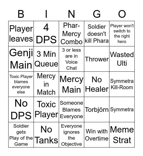 Overwatch Bingo Card