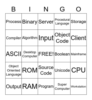 Computer Chapter 2 Bingo Card