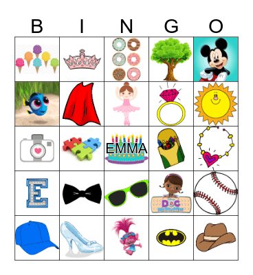 Happy 4th Birthday Emma!  Bingo Card