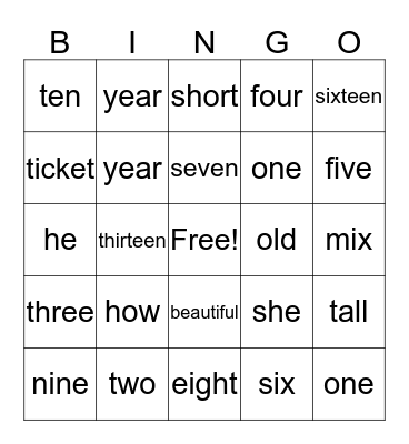 Lesson 11 Bingo Card