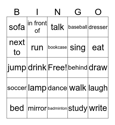 COME ON 2 Bingo Card