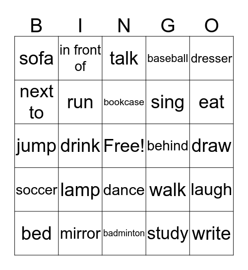 COME ON 2 Bingo Card