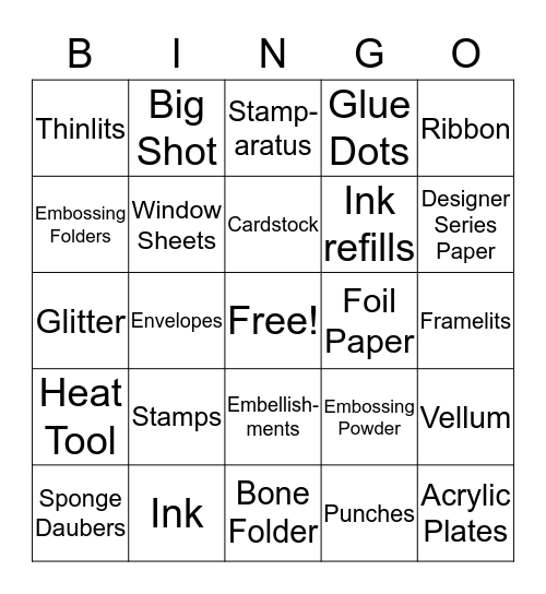 Stampin’ Bingo  Bingo Card