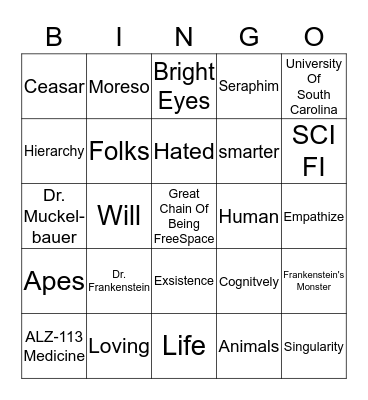 What Is A Human? Bingo Card