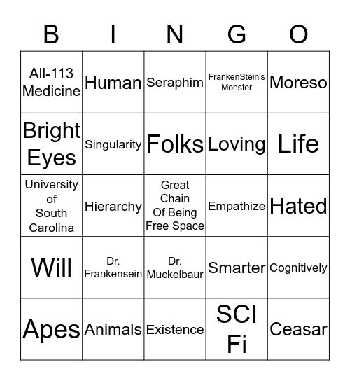 What is a Human? Bingo Card