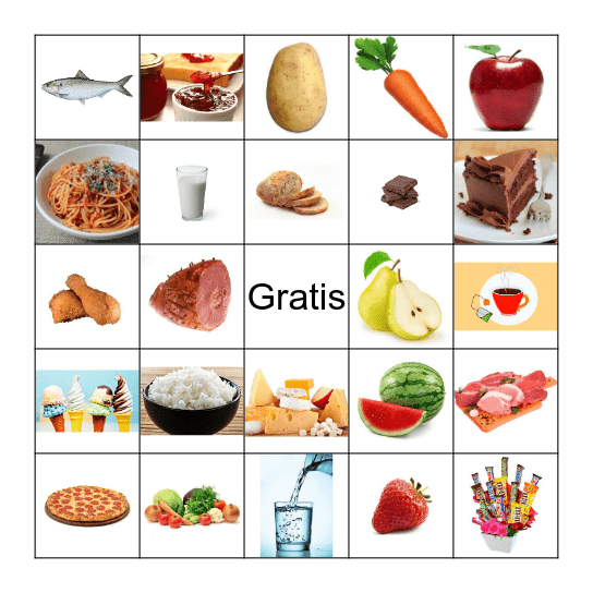 Comidas y bebidas Bingo Card