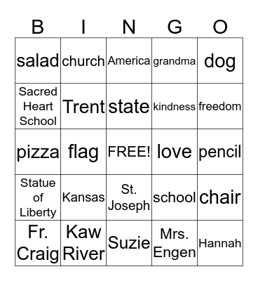 Noun BINGO Card