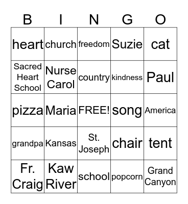 Noun BINGO Card