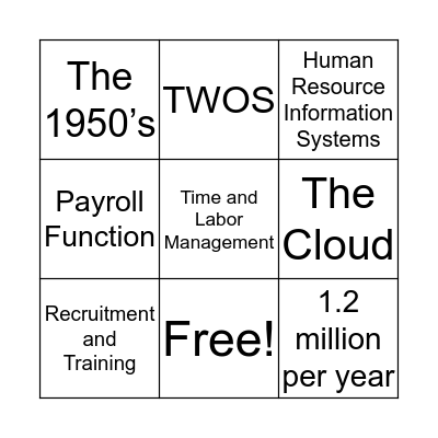 Information Systems Bingo Card