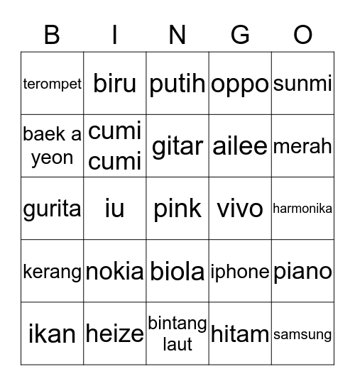 bingoq Bingo Card