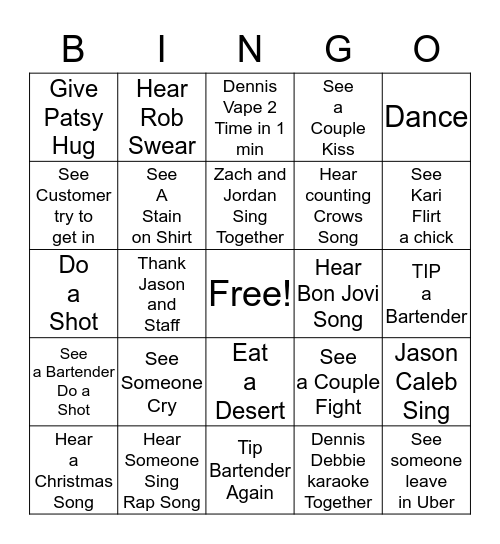 Cheap Seats Party Bingo Card