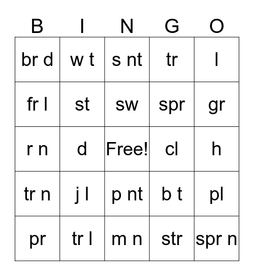 ai/ay bingo Card