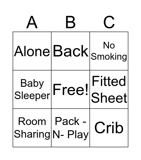 Alone, Back, Crib Bingo Card