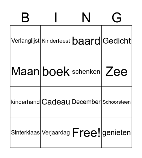 Sinterklaas Bingo Card