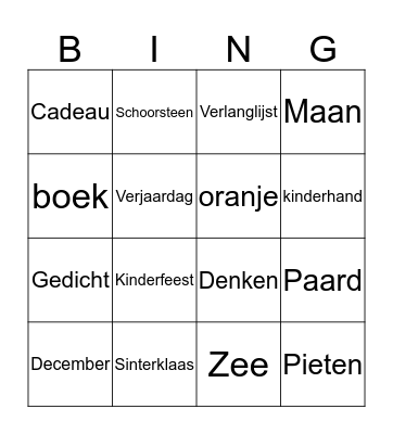 Sinterklaasbingo Card