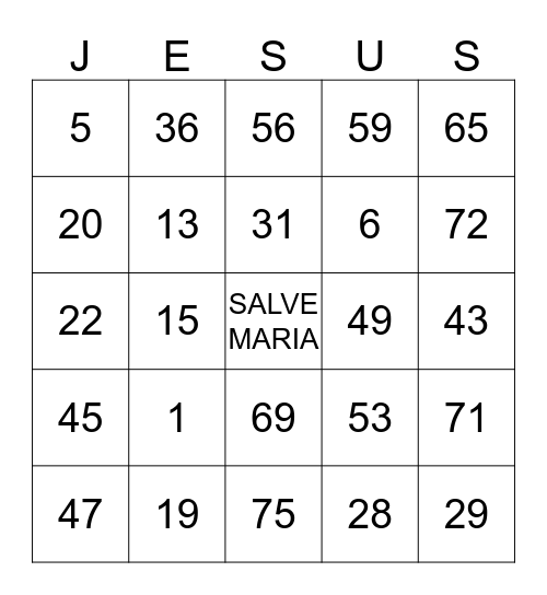 GRUPO DE ORAÇÃO - LOUVOR E ADORAÇÃO Bingo Card