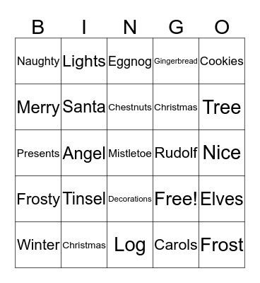 Christmas Bingo 2017 Bingo Card