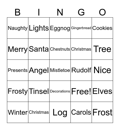 Christmas Bingo 2017 Bingo Card
