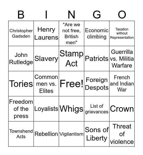 Regulators vs. Revolution Bingo! Bingo Card