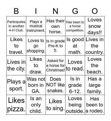 FIND SOMEONE WHO..... Bingo Card
