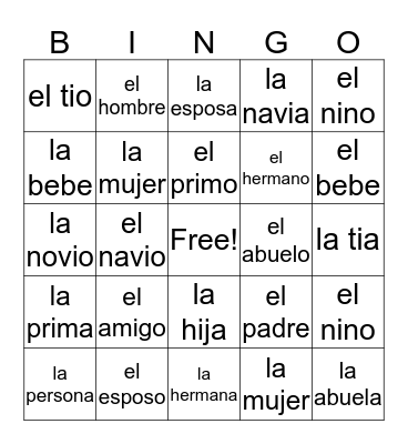 Emma B. Bingo Card
