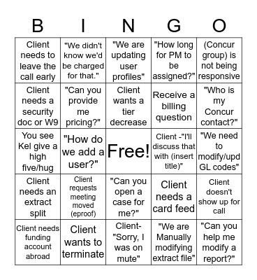 Lingo Bingo (Team Card) Bingo Card
