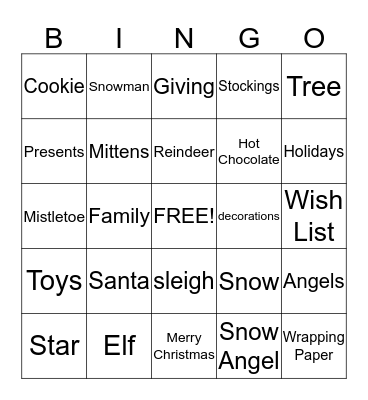 Christmas Season Bingo Card