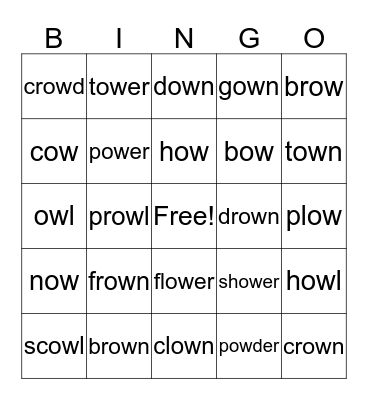 Ow  Bingo Card