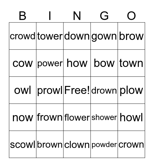 Ow  Bingo Card