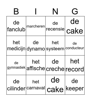 Spelling Bingo Card