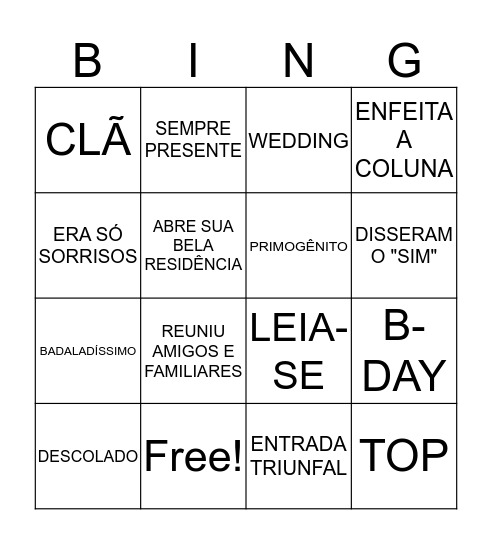 Bingo JM Bingo Card