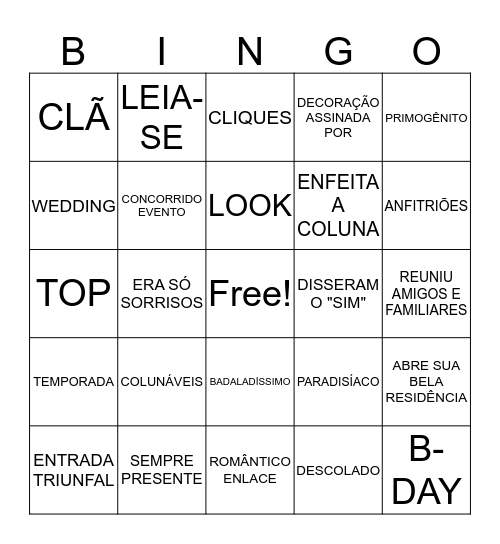 Bingo JM Bingo Card