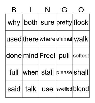 Gr. 2 Trick Words Bingo Card