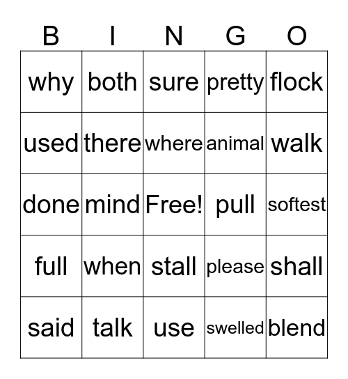 Gr. 2 Trick Words Bingo Card