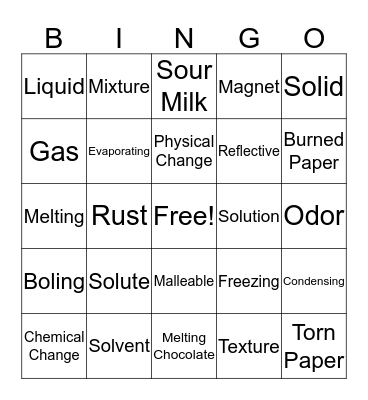 Matter Bingo Card