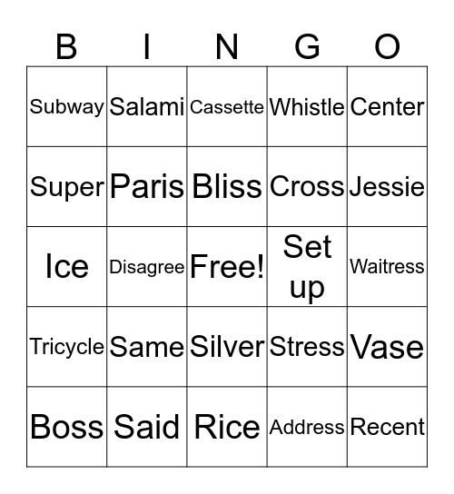 "SSSSSSSSSSSSSSS" Bingo Card