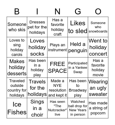 Holiday Bingo Card